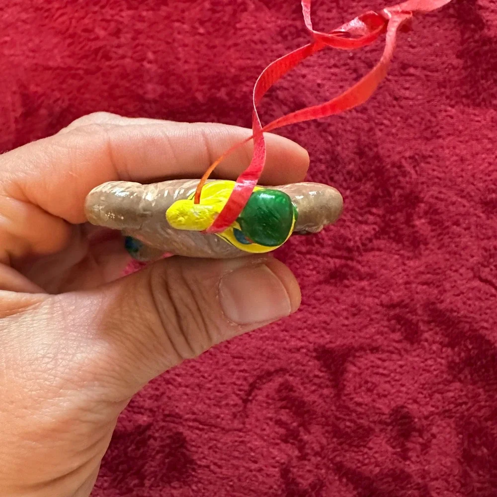 Vintage‎ Ceramic Clown Bear Christmas Ornament Hand Painted Circus Bear